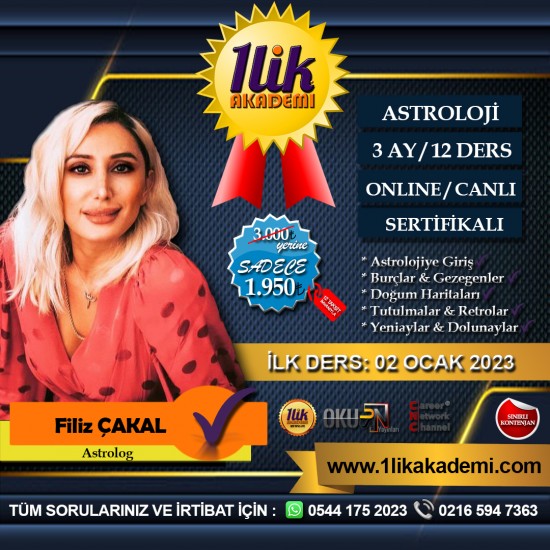 FİLİZ ÇAKAL ASTROLOJİ TEMEL/BAŞLANGIÇ SEVİYE EĞİTİMİ (3 AY-12 DERS)